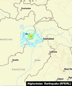 Жер сілкінісі болған аймақ