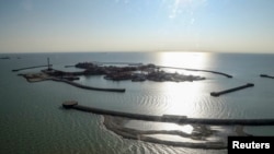 Нефтяное месторождение Кашаган на шельфе Каспийского моря. Иллюстративное фото.
