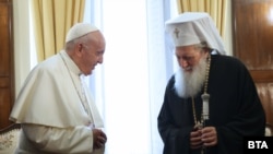 Поглаварот на Римокатоличката црква Франциск и патријархот Неофит, Софија, 05.05.2019.