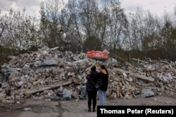 Az orosz támadás után hátramaradt romok Harkivban 2023 októberében.