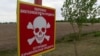 Ukraine - Chernihiv region - land mine warning sign - screen grab