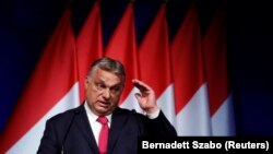 Orbán Viktor beszél egy budapesti konferencián, 2021. június 9-én.