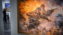 Russia -- North Korean propaganda art on display in Moscow