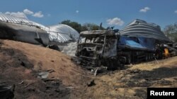 Разрушения след руска атака по украински склад за зърно в Одеска област. Снимката е от 21 юли 2023 г.