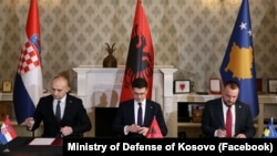 Ministri odbrane Hrvatske, Albanije i Kosova potpisali memorandum o saradnji u oblasti odbrane, 18.3.2025. 