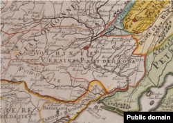 Часть карты Сансока-Жайо, опубликованная в Париже в 1685 году. Украина на карте есть и обозначена как «Земля казаков»
