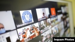 România: Videoconferinta la ministerul Educatiei cu membrii inspectoratelor scolare judetene legat de redeschiderea scolilor din 8 februarie 2021. Joi 4 februarie 2021. Inquam Photos / George Calin