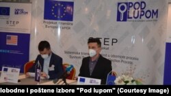 Pres-konferencija Koalicije "Pod lupom" u Travniku nakon izbora u Travniku i Foči-Ustikolini (11. april)