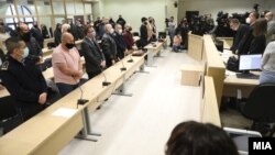 Seanca në rastin "Monstra" ku u shqiptuan dënimet për të akuzuarit. Shkup, 23 shkurt, 2021.
