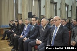 Protiv 13 kosovskih Srba kojim su SAD uvele sankcije zbog korupcije i međunarodnog organizovanog kriminala, protiv njih se na Kosovu ne vodi nikakav postupak (Radoičić, drugi desno, sa prestavnicima Srba sa Kosova kod predsednika Srbije u februaru 2019.)
