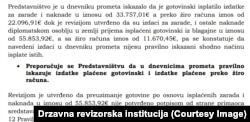 Dio iz izvještaja Državne revizorske institucije