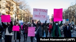 Protesti u Skopju protiv online nasilja nad ženama 3. februar 2021.