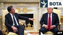 Presidenti i Shteteve të Bashkuara, Donald Trump, dhe sekretari i Përgjithshëm i NATO-s, Mark Rutte, Uashington, 14 korrik.