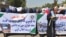 Afghan women march in Jalalabad in support of the peace talks between the Afghan government and the Taliban as they demanded a permanent cease-fire on September 16.