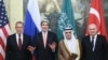 Sleva nadesno: Šef diplomatije Rusije Sergei Lavrov, američki državni sekretar John Kerry, ministar spoljnih poslova Saudijske Arabije Adel al-Jubeir i turski šef diplomatije Feridun Sinirlioglu