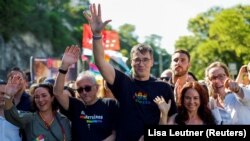 Karácsony Gergely főpolgármester a Budapest Pride felvonuláson 2025. június 28-án