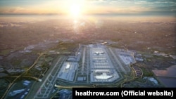 O vedere generală a Aeroportului Heathrow din Marea Britanie, cel mai mare aeroport de pasageri din Europa după numărul de călători.