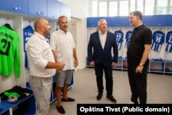 Sa otvaranja renoviranog stadiona Arsenala - Kandić i Komnenović u društvu predsjednika FSCG Dejana Savićevića i direktora Porto Montenegra Dejvida Margasona