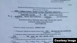 Фрагмент протокола итогов голосования на избирательном участке №587.