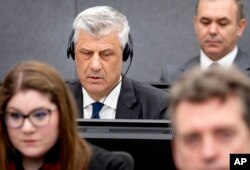 Хашим Тачи во время слушаний по его делу в гаагском трибунале 3 апреля 2023 года