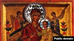 Icoana Maicii Domnului „Pantanassa" (Atotîmpărăteasa), vindecatoare de cancer şi boli incurabile, sec.XVII, Muntele Atos, Grecia.