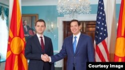 Македонскиот министер за надворешни работи Тимчо Муцунски и Американскиот Државен секретар Марко Рубио, Вашингтон 29 мај 