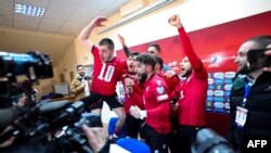 Сборная Грузии после выхода на ЧЕ