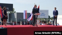 Aleksandar Vučić govori na ceremoniji otvaranja deonice autoputa Doboj – Banjaluka - "9. januar" (septembar 2016.)