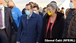 Komesarka YIva Johannson u posjeti migrantskom kampu "Lipa", na sjeverozapadu BiH, 18. februara 2021. 