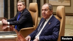 Юрий Ушаков и Сергей Лавров на переговорах с делегацией США, Эр-Рияд, 18 февраля 2025 года