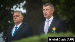 Andrej Babis és Orbán Viktor Prágában, 2021. szeptember 29-én