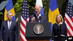 Sauli Niinistö, Joe Biden și Magdalena Andersson, Casa Albă, 19 mai 2022.