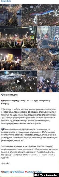 Telegram objava Dejana Berića