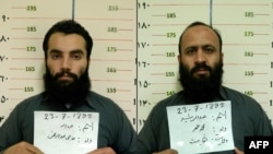 A combo photo shows two Taliban prisoners, Anas Haqqani (left) and Hafiz Rashid, who were released in November 2019.