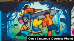 Графитот на Дејан Давчевски, нацртан на легалниот ѕид