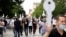 KOSOVO -- Kosovar gastronomes attend a protest in front of the government building with a warning action and one-hour closing of the premises in Pristina, July 27, 2020