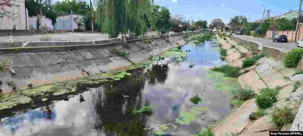 Река Байбуга, протекающая через Феодосию, обмелела и зарастает тиной