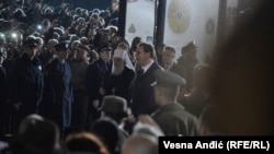 Partijarh Irinej i predsednik Srbije Aleksandar Vučić ispred Hrama Sv. Save, 17. januar 2019