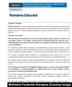 România Educată are capitol special dedicat in PNRR.