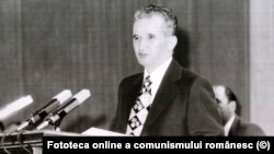 Nicolae Ceaușescu la tribună. Courtesy Fototeca online a comunismului românesc (accesată la 14 ianuarie 2019)