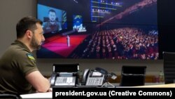 Președintele Ucrainei a vorbit la deschiderea celei de-a 75-a ediții anuale a Festivalului de Film de la Cannes din Franța, 17 mai 2022.