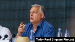Orbán Viktor tusnádfürdői beszéde közben