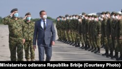 Aleksandar Vulin, ministar odbrane Srbije, na svečanom ispraćaju pripadnika Oružanih snaga Ruske Federacije, 16 maj 2020.