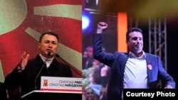 Претседателите на СДСМ и на ВМРО-ДПМНЕ, Зоран Заев и Никола Груевски за време на митинзи за локалните избори. 