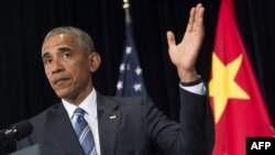 Barack Obama gjatë konferencës së sotme për gazetarë në Hangzhou të Kinës