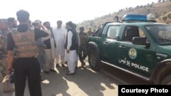 Pakistani and Afghan officials meet near the Ghulam Khan border crossing.