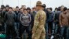 Georgian recruits line up for inspection at a military training center outside Tbilisi.