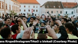 Doček za studente iz Srbije u Varaždinu u Hrvatskoj, 27. april 2025.