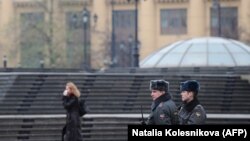 Полиция на Манежной площади в Москве