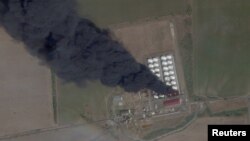 Műholdfelvételen az ukrán dróntámadás helyszíne az oroszországi Rosztovi területen 2024. augusztus 28-án